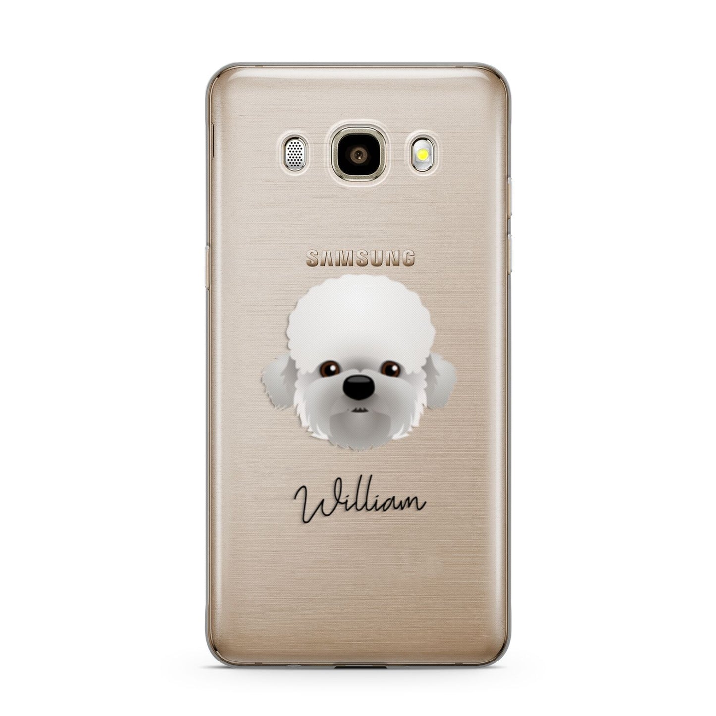 Dandie Dinmont Terrier Personalised Samsung Galaxy J7 2016 Case on gold phone