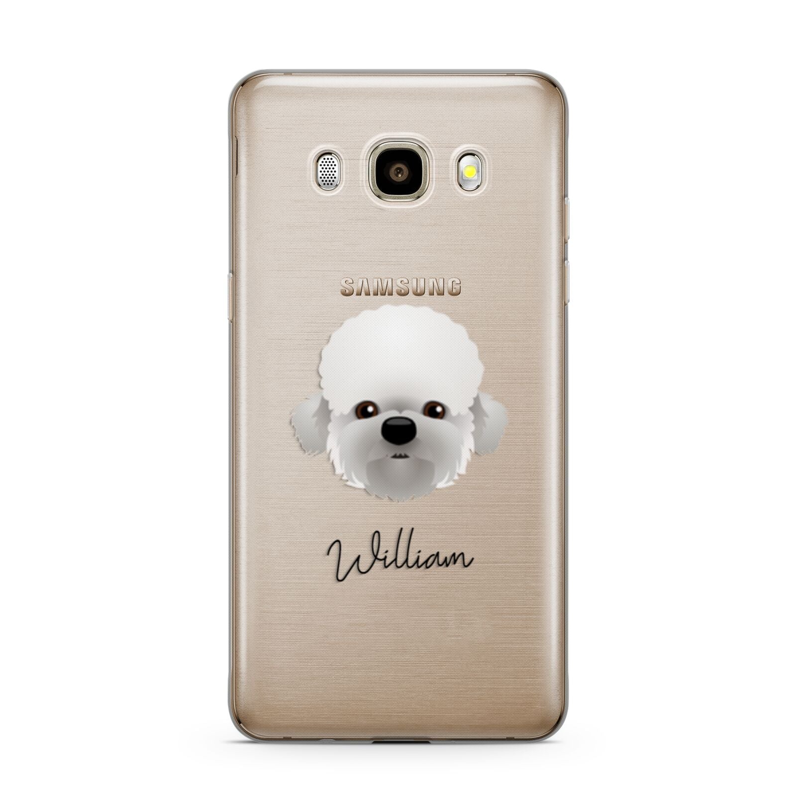 Dandie Dinmont Terrier Personalised Samsung Galaxy J7 2016 Case on gold phone