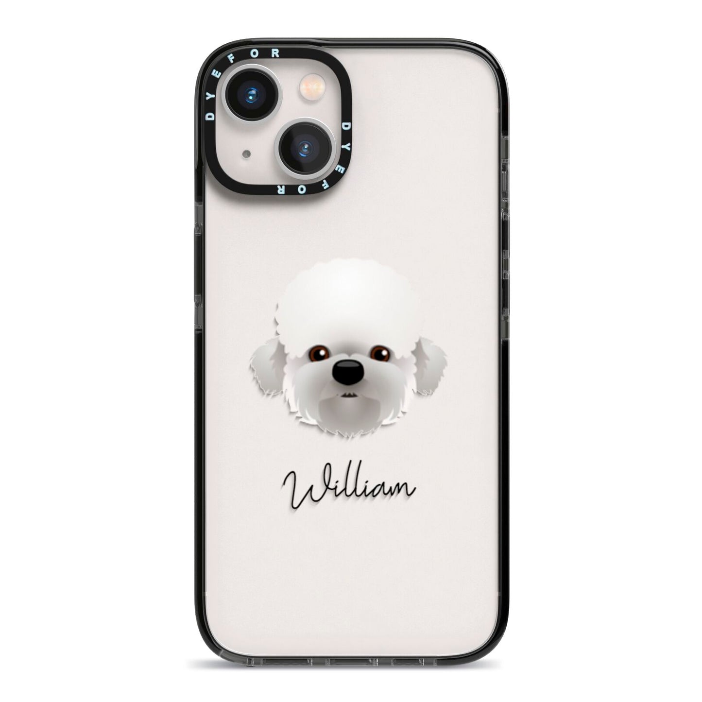 Dandie Dinmont Terrier Personalised iPhone 13 Black Impact Case on Silver phone