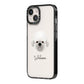 Dandie Dinmont Terrier Personalised iPhone 14 Black Impact Case Side Angle on Silver phone
