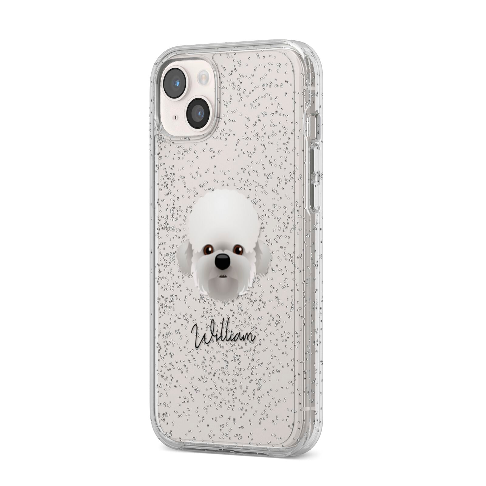 Dandie Dinmont Terrier Personalised iPhone 14 Plus Glitter Tough Case Starlight Angled Image