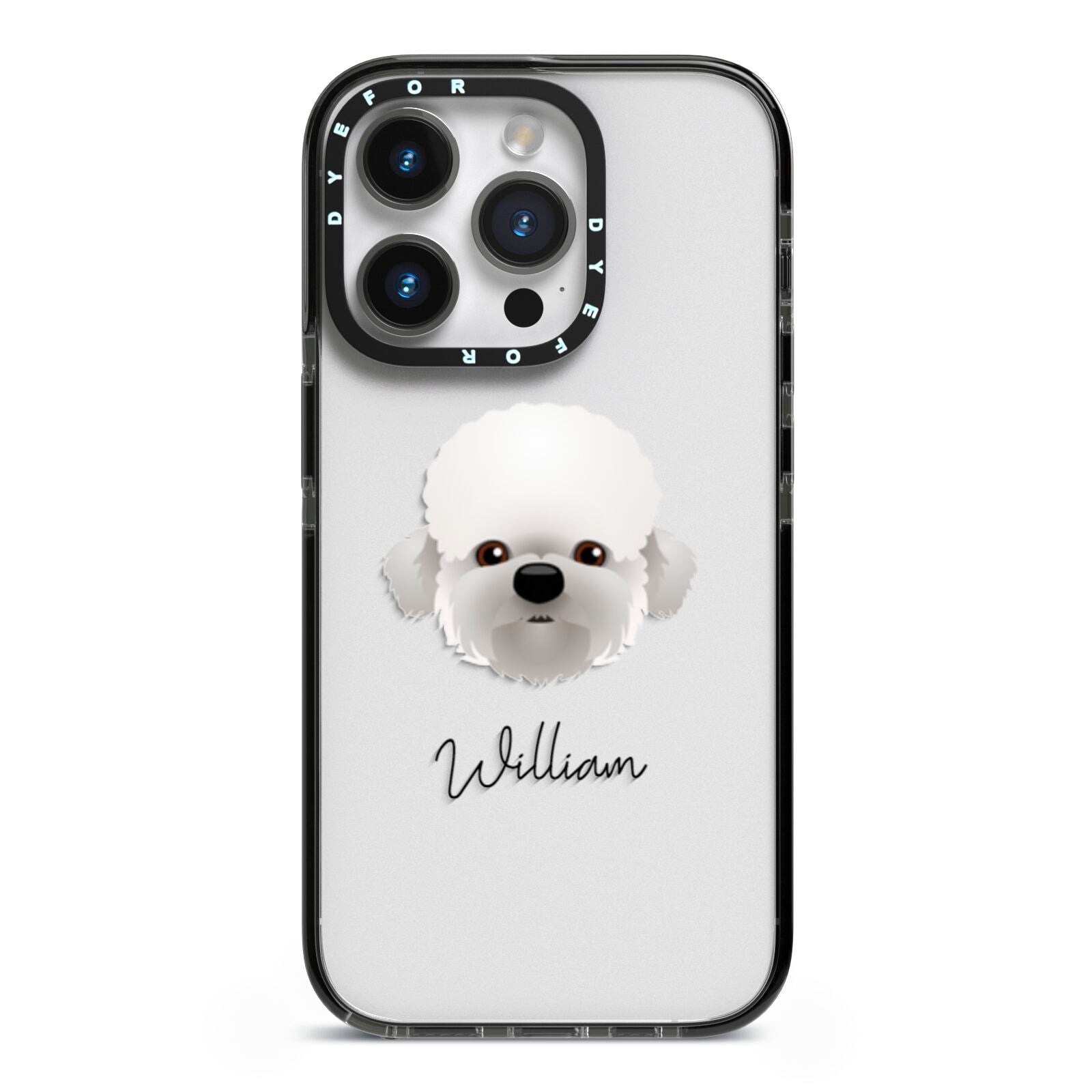 Dandie Dinmont Terrier Personalised iPhone 14 Pro Black Impact Case on Silver phone