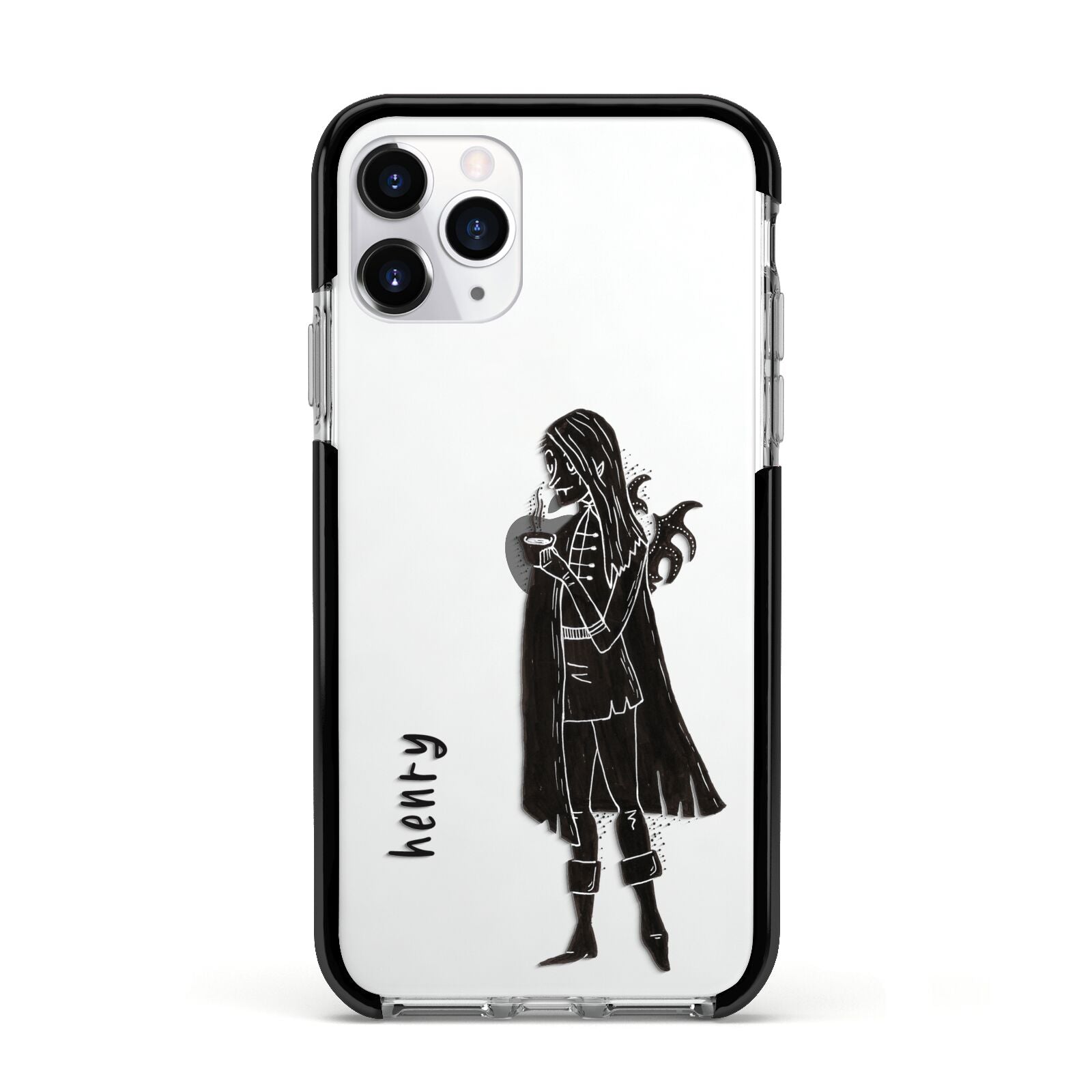 Dark Caped Vamp Apple iPhone 11 Pro in Silver with Black Impact Case