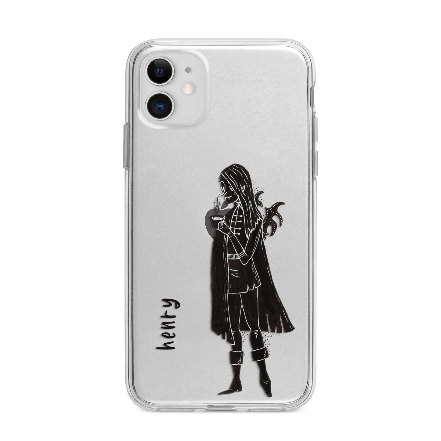 Dark Caped Vamp Apple iPhone 11 in White with Bumper Case