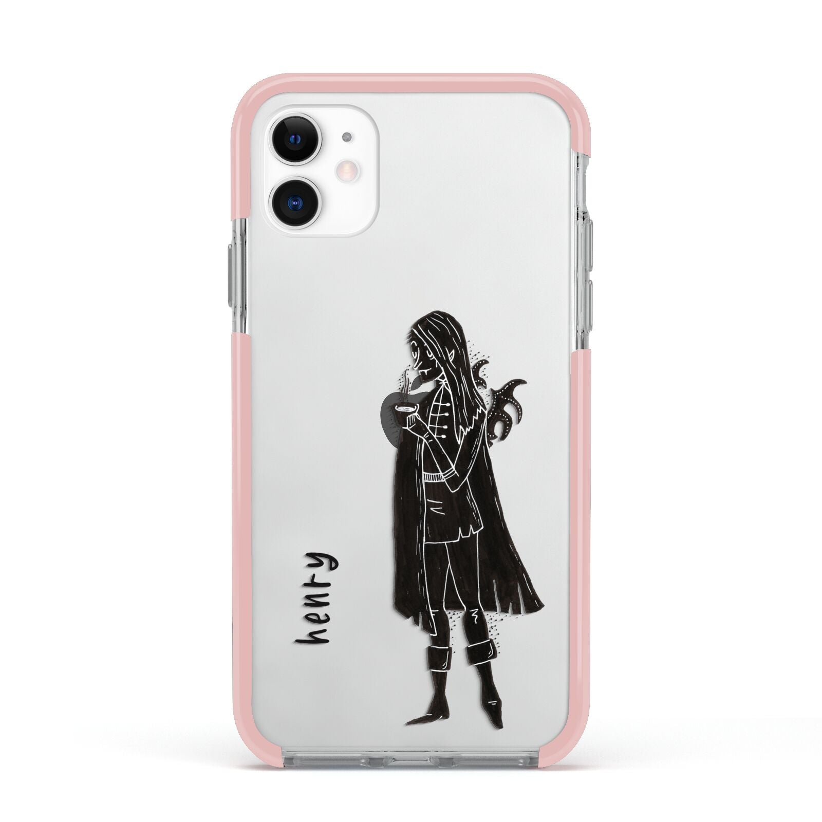 Dark Caped Vamp Apple iPhone 11 in White with Pink Impact Case