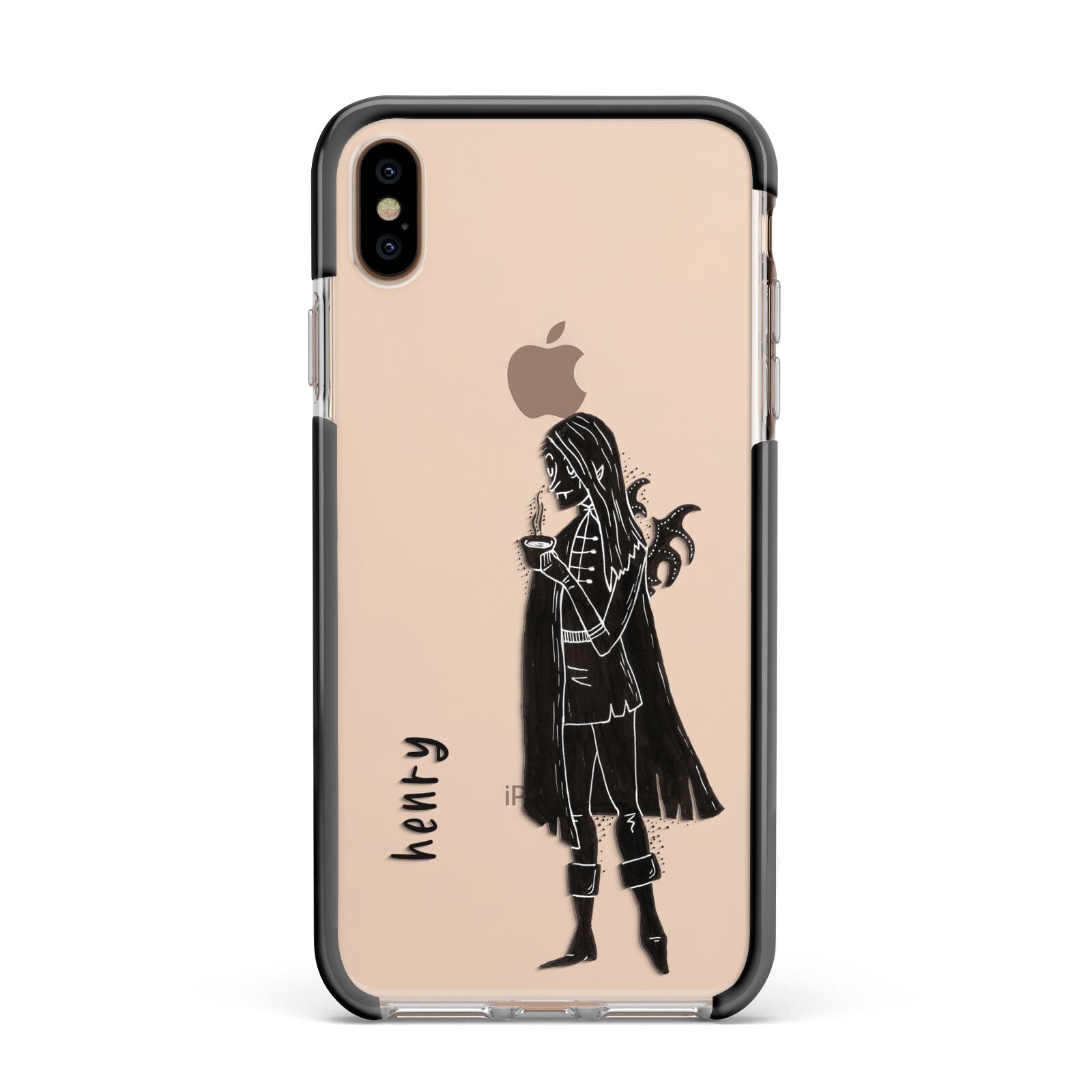 Dark Caped Vamp Apple iPhone Xs Max Impact Case Black Edge on Gold Phone