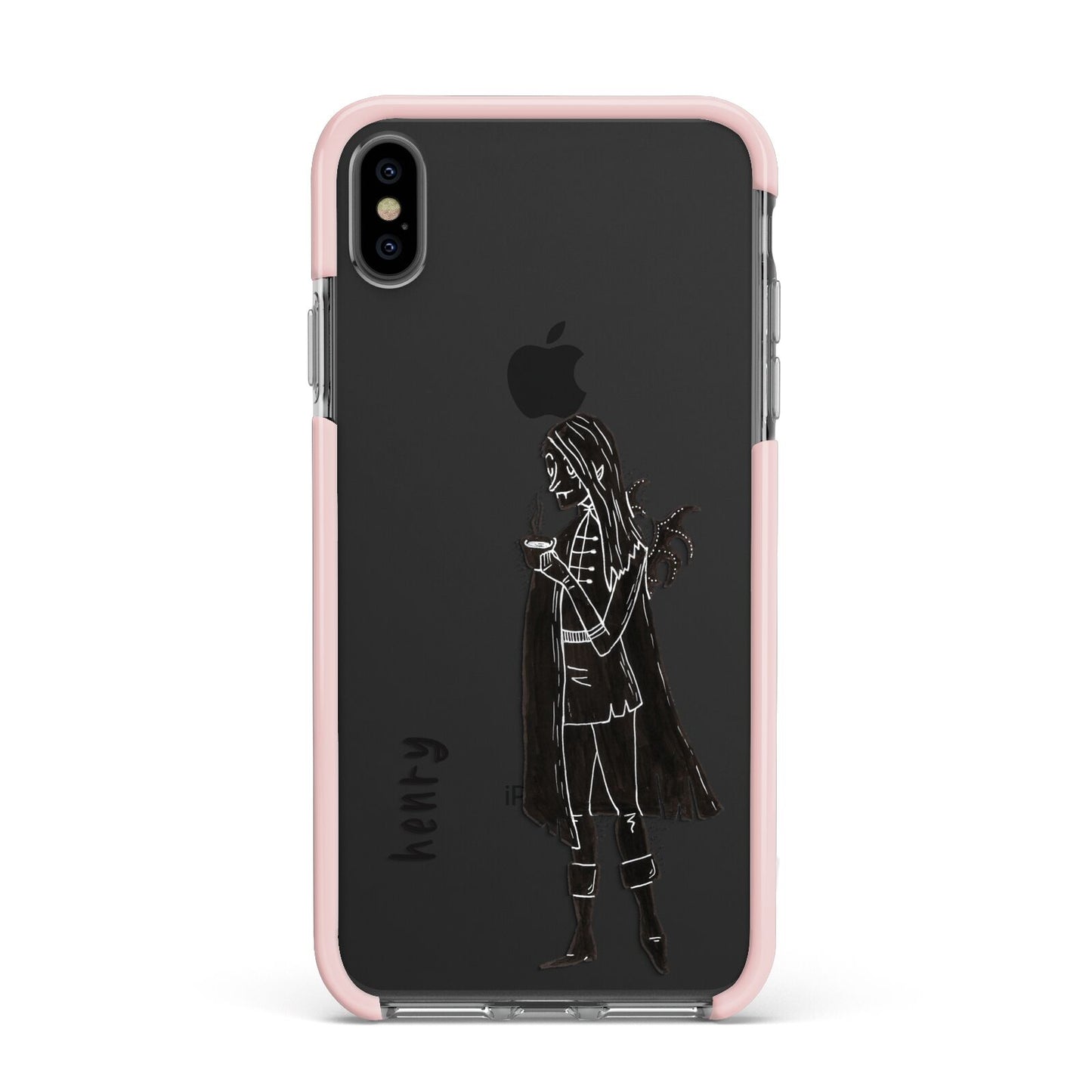 Dark Caped Vamp Apple iPhone Xs Max Impact Case Pink Edge on Black Phone