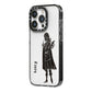 Dark Caped Vamp iPhone 14 Pro Black Impact Case Side Angle on Silver phone
