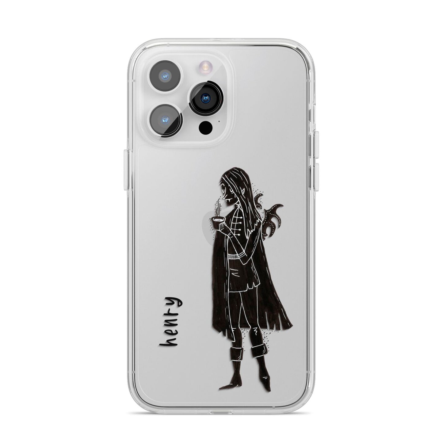 Dark Caped Vamp iPhone 14 Pro Max Clear Tough Case Silver