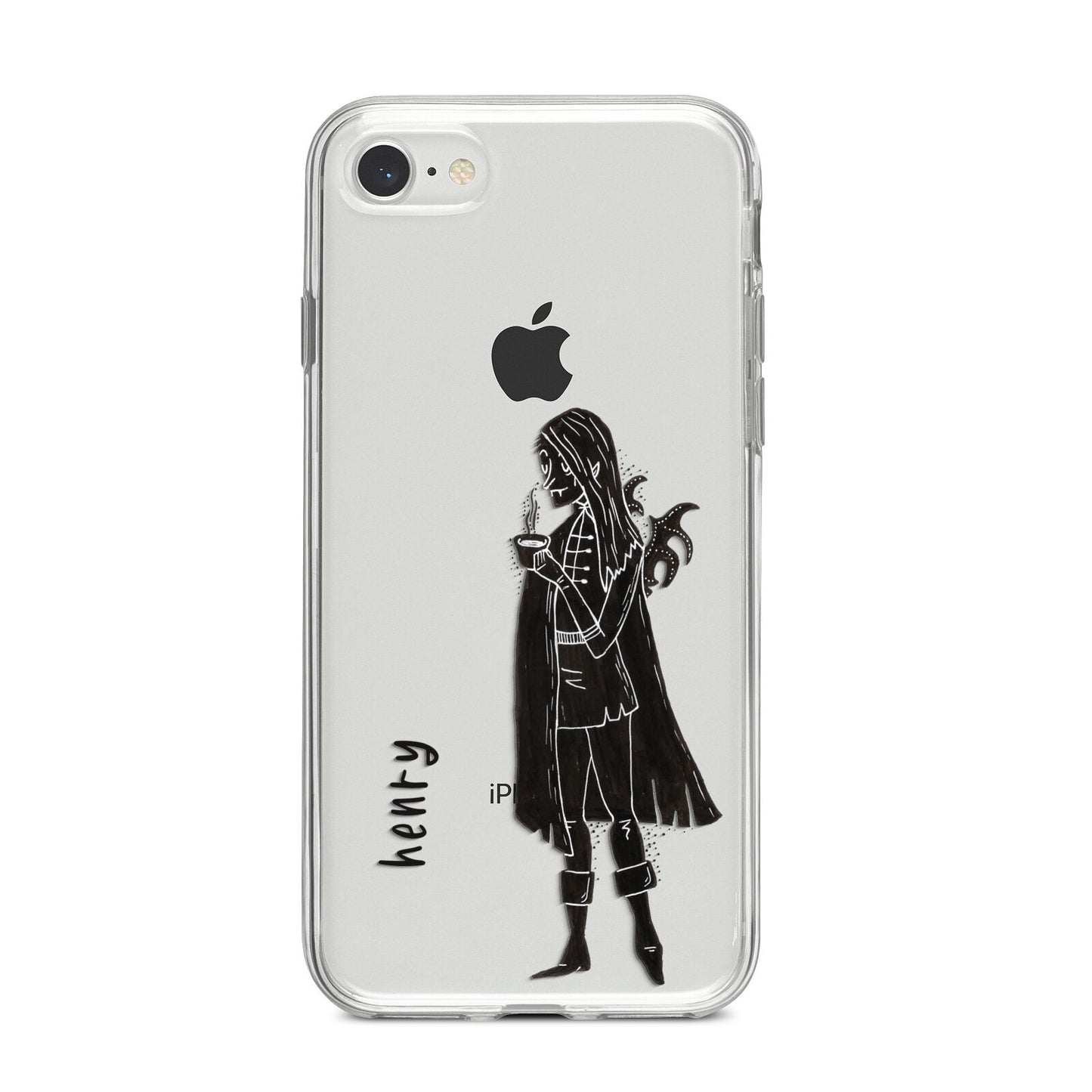 Dark Caped Vamp iPhone 8 Bumper Case on Silver iPhone