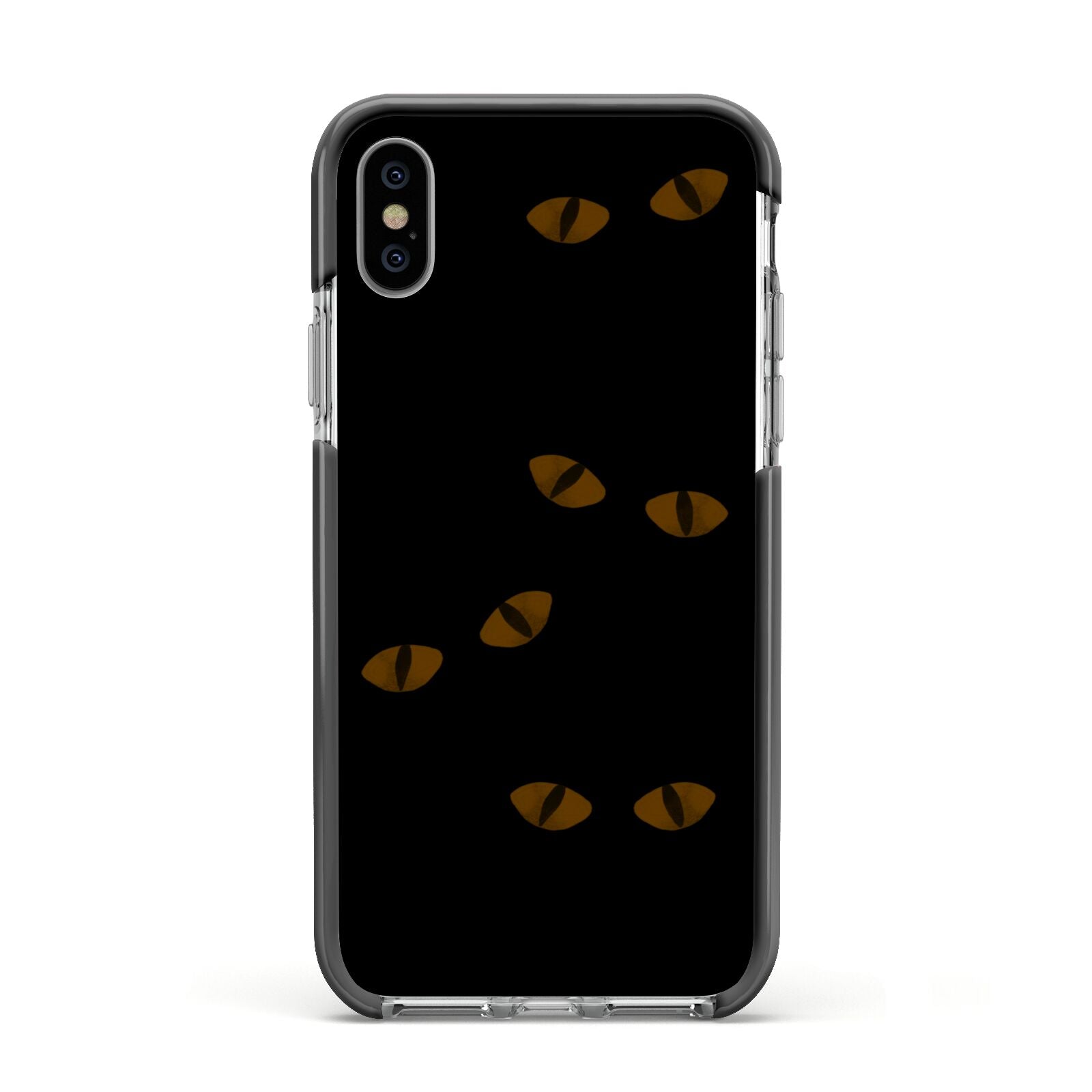Darkness Eyes Apple iPhone Xs Impact Case Black Edge on Silver Phone