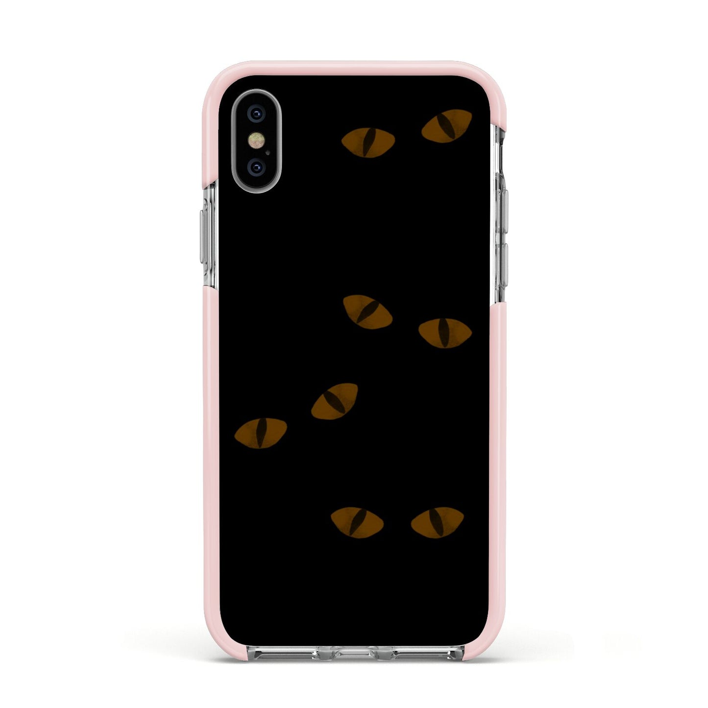 Darkness Eyes Apple iPhone Xs Impact Case Pink Edge on Silver Phone