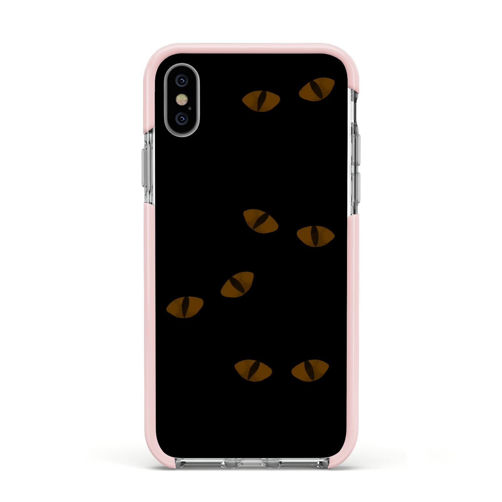 Darkness Eyes Apple iPhone Xs Impact Case Pink Edge on Silver Phone