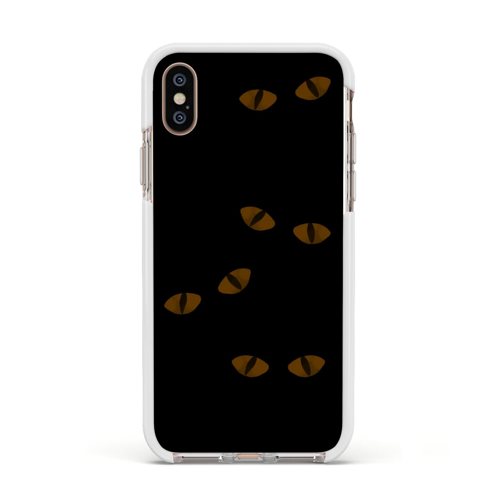 Darkness Eyes Apple iPhone Xs Impact Case White Edge on Gold Phone