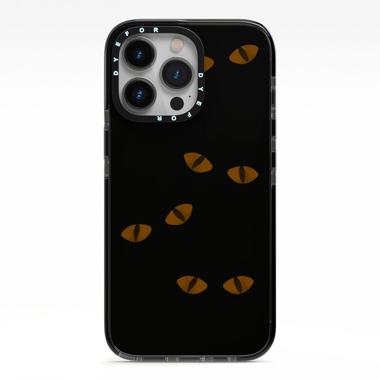 Darkness Eyes iPhone 13 Pro Black Impact Case on Silver phone