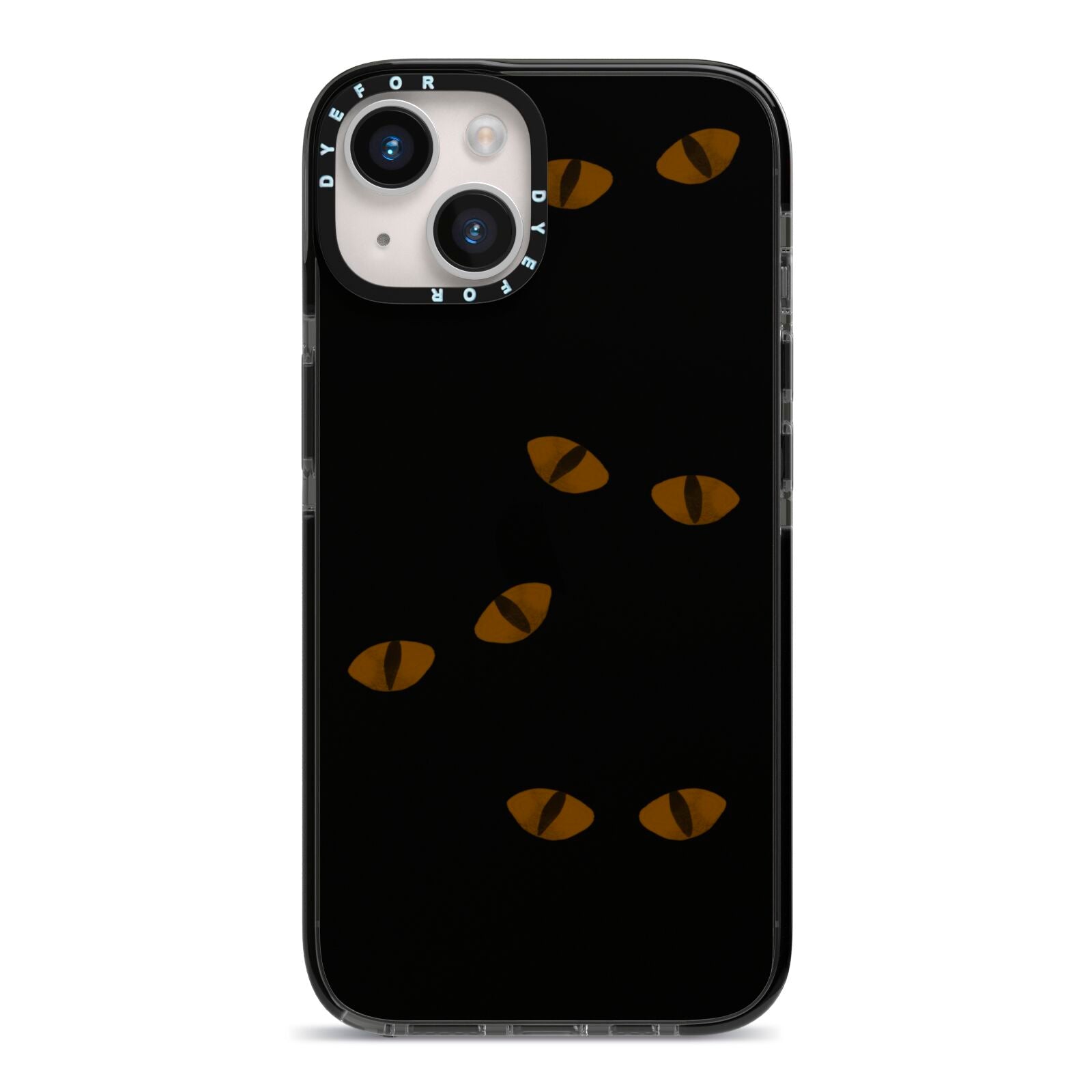 Darkness Eyes iPhone 14 Black Impact Case on Silver phone