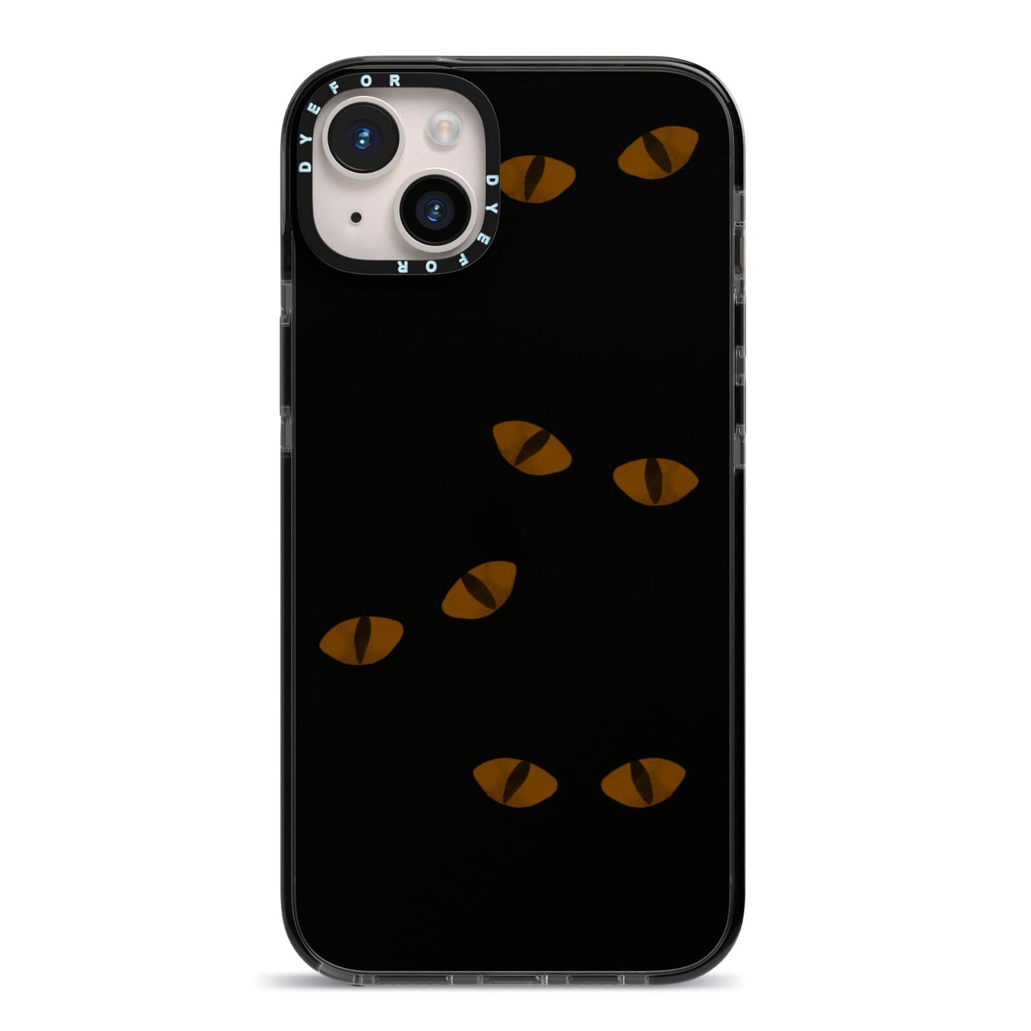 Darkness Eyes iPhone 14 Plus Black Impact Case on Silver phone