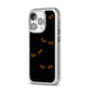 Darkness Eyes iPhone 14 Pro Clear Tough Case Silver Angled Image