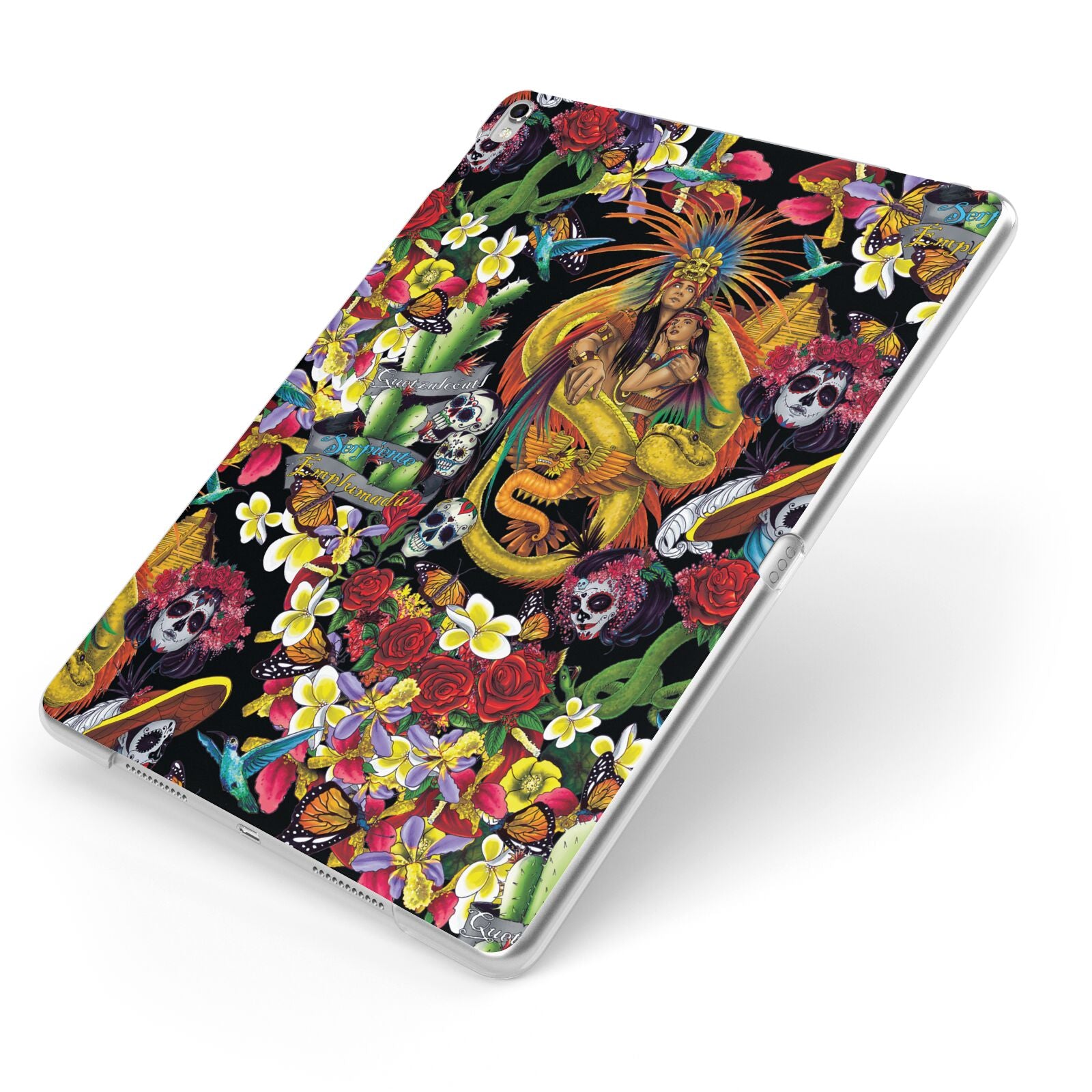 Day of the Dead Apple iPad Case on Silver iPad Side View