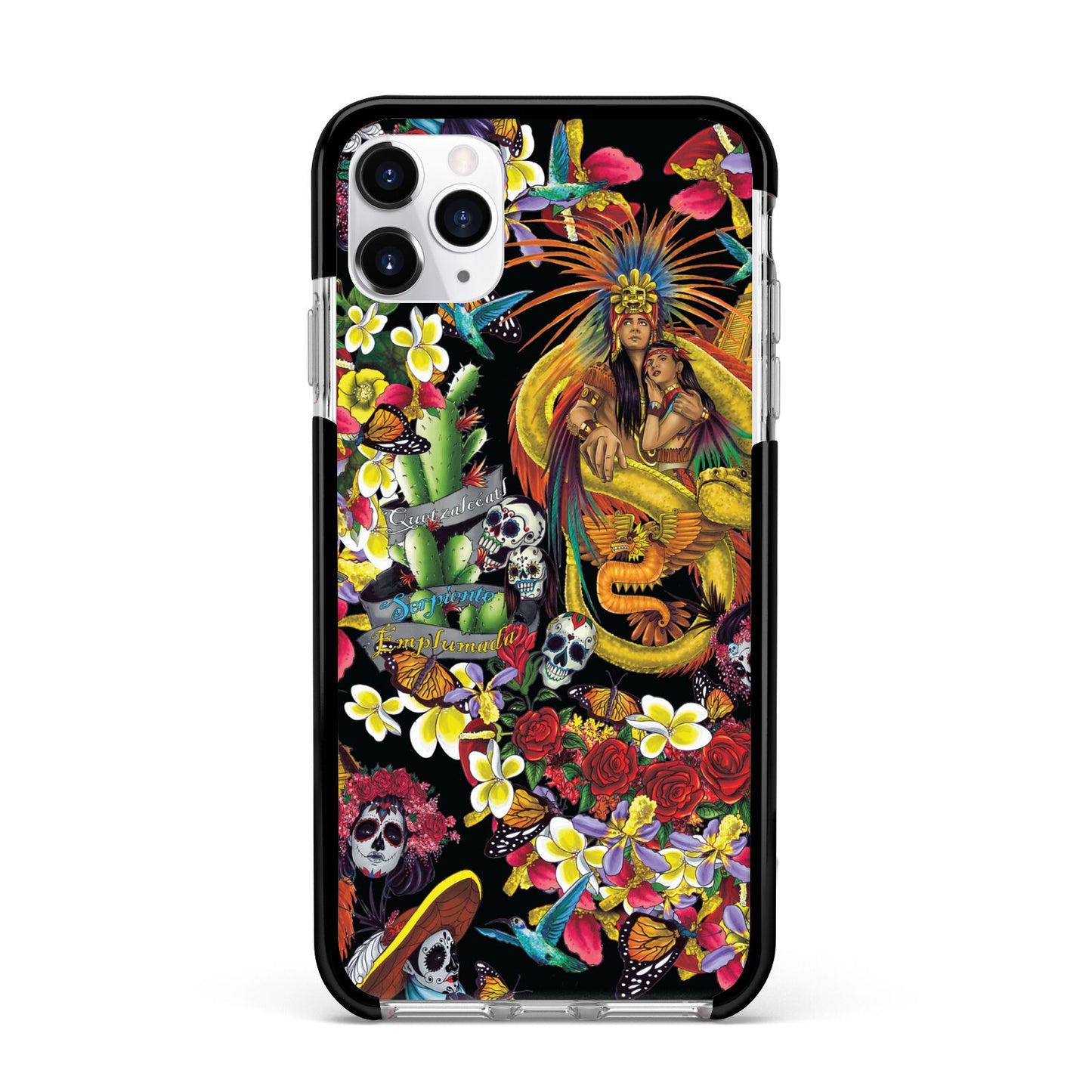 Day of the Dead Apple iPhone 11 Pro Max in Silver with Black Impact Case