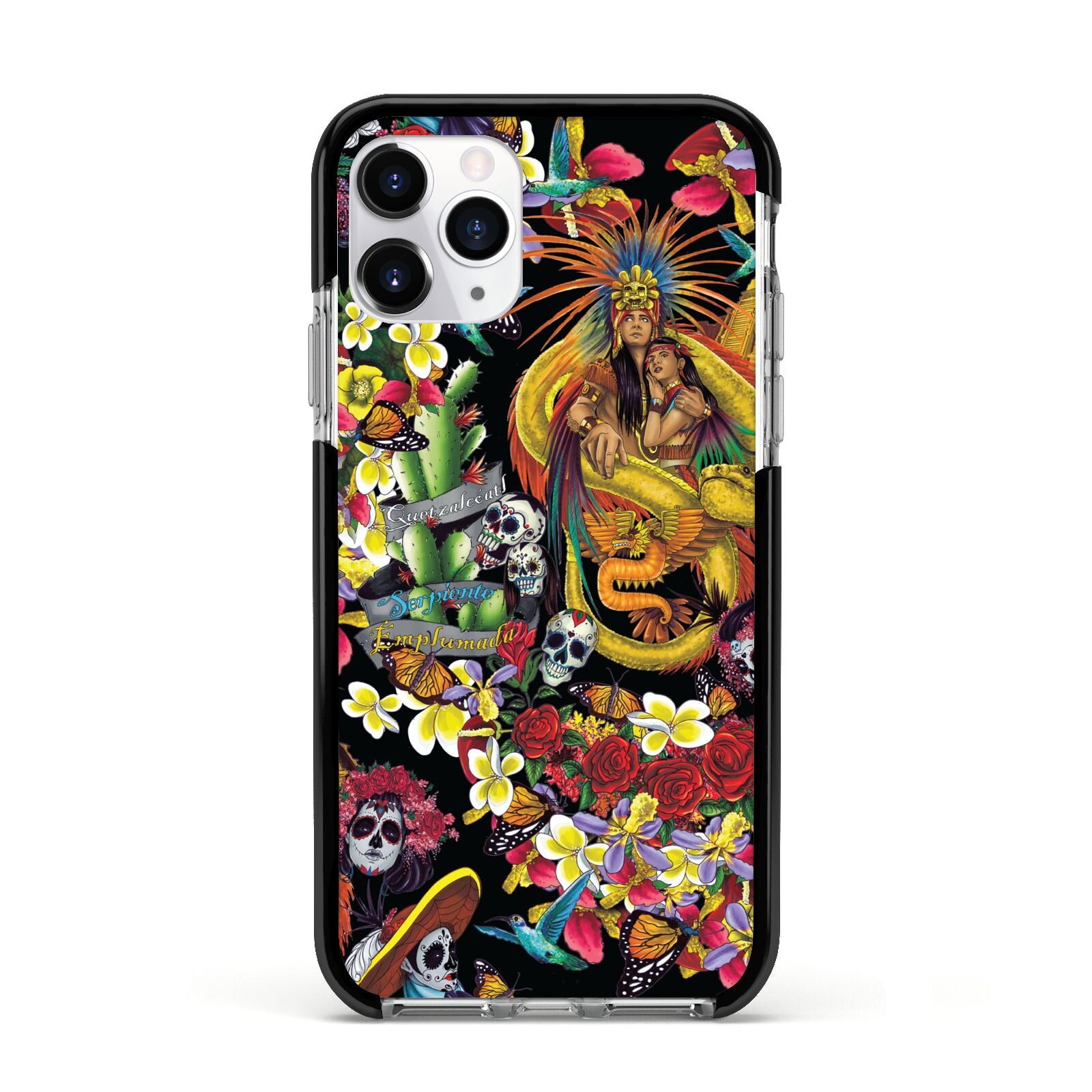 Day of the Dead Apple iPhone 11 Pro in Silver with Black Impact Case