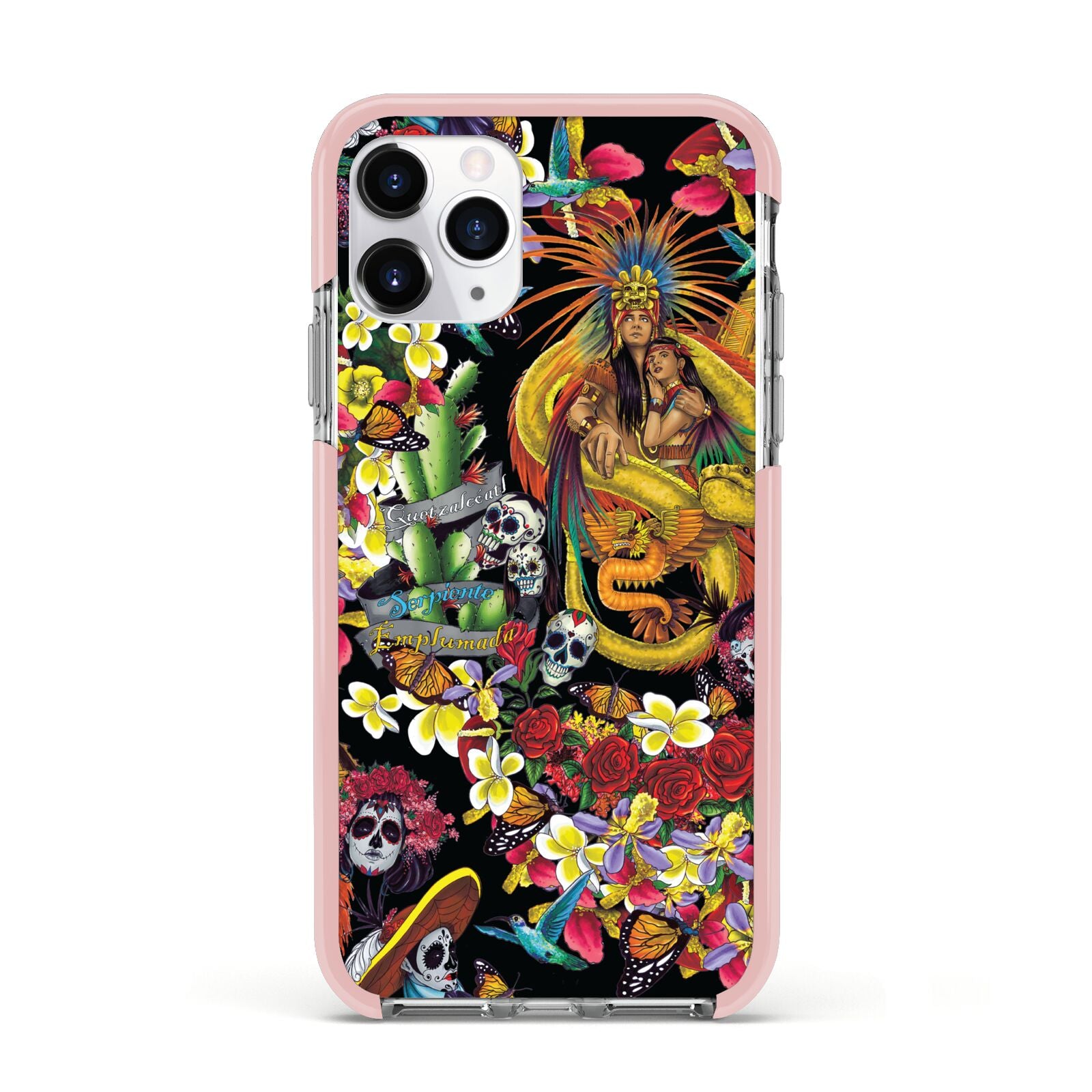 Day of the Dead Apple iPhone 11 Pro in Silver with Pink Impact Case
