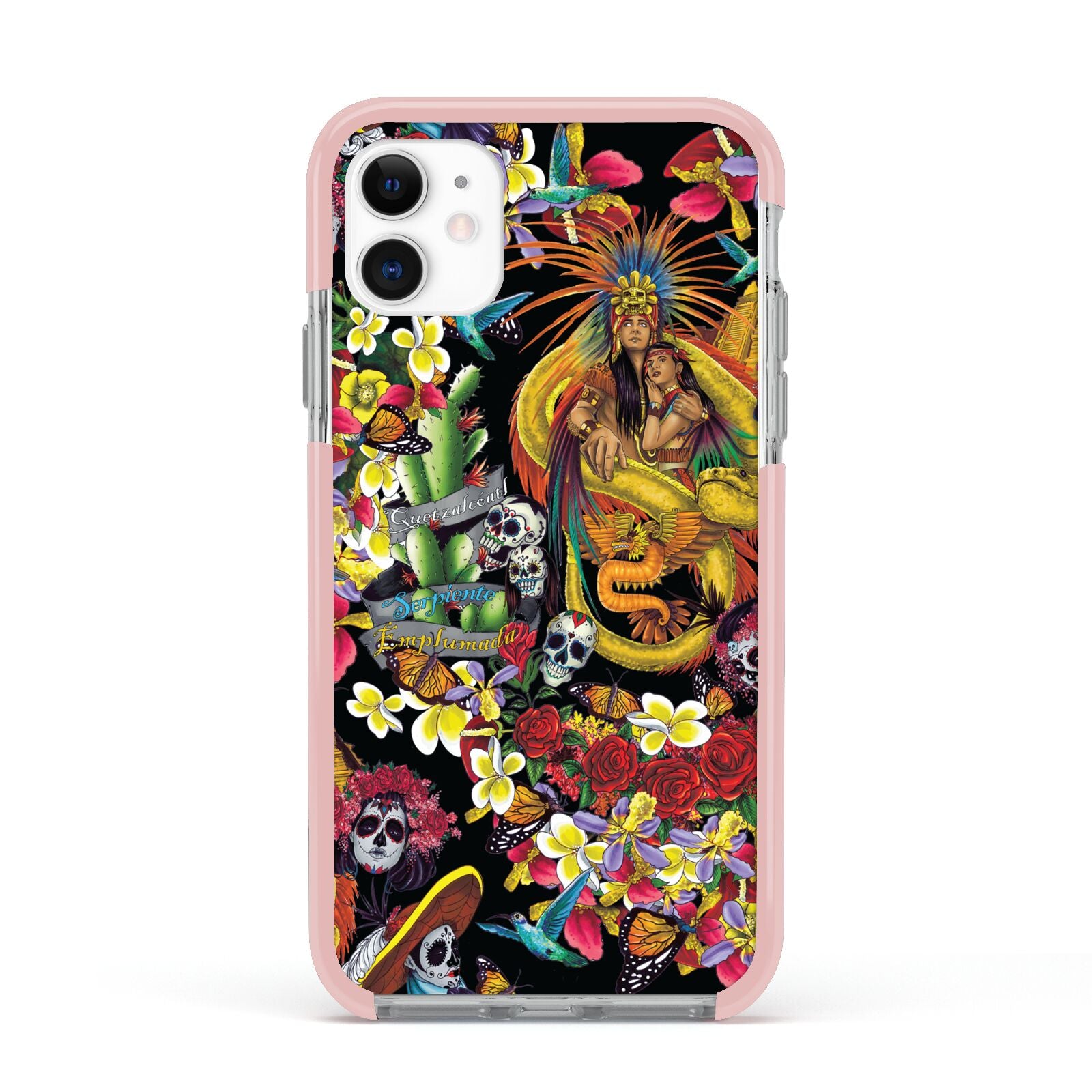 Day of the Dead Apple iPhone 11 in White with Pink Impact Case