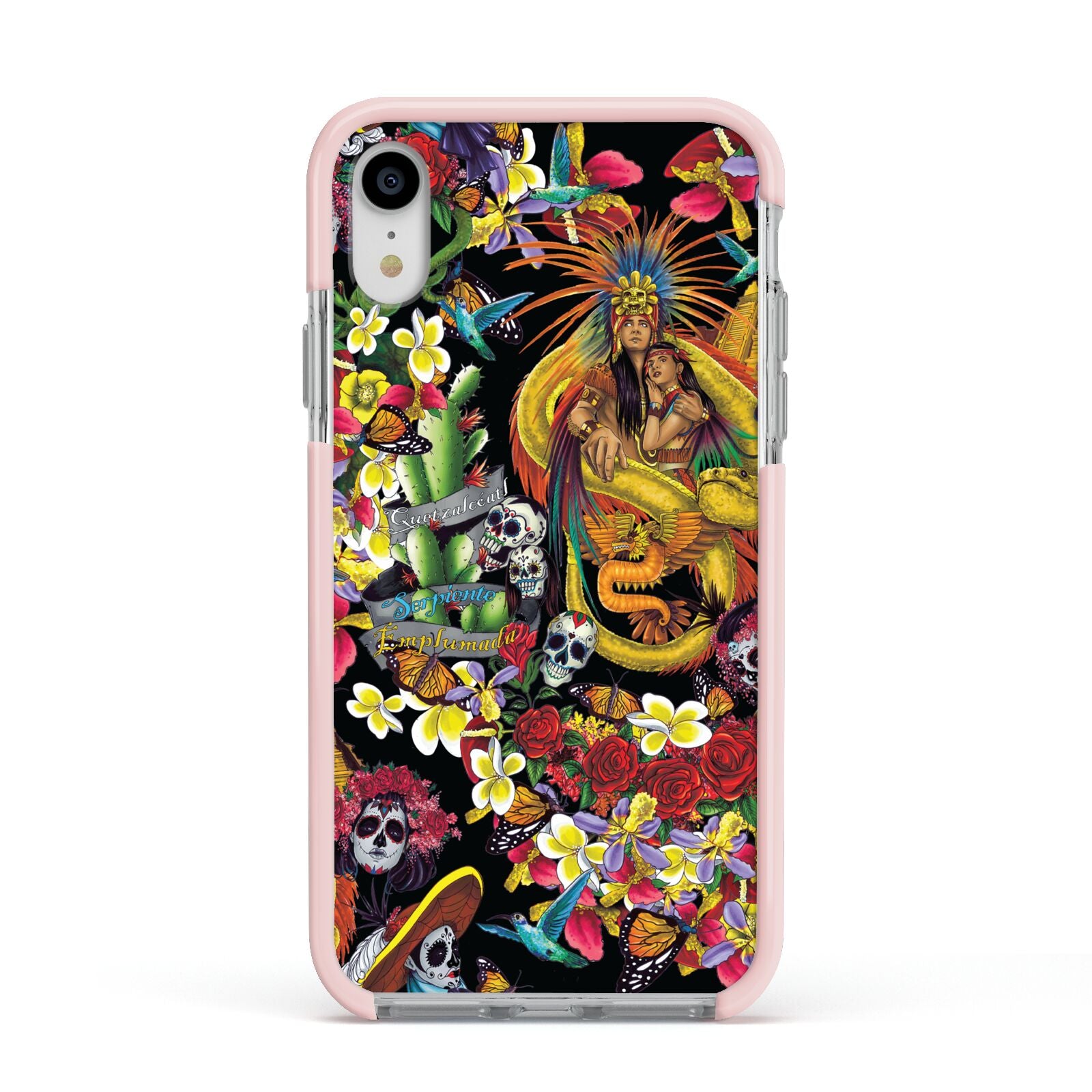 Day of the Dead Apple iPhone XR Impact Case Pink Edge on Silver Phone