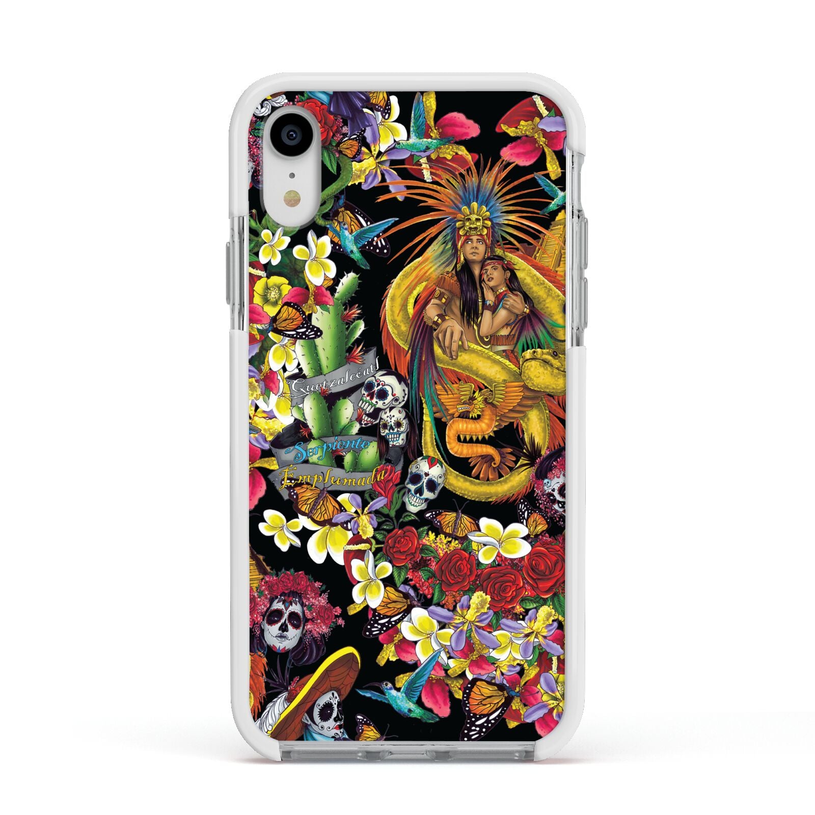 Day of the Dead Apple iPhone XR Impact Case White Edge on Silver Phone