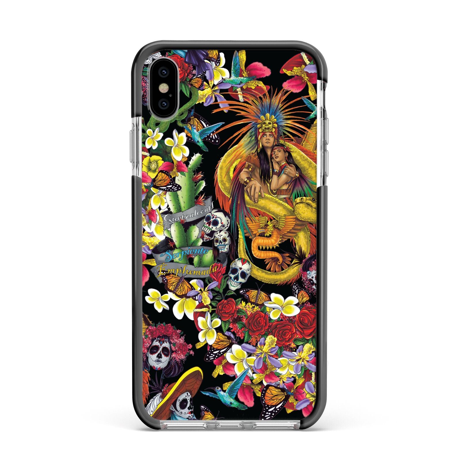Day of the Dead Apple iPhone Xs Max Impact Case Black Edge on Silver Phone