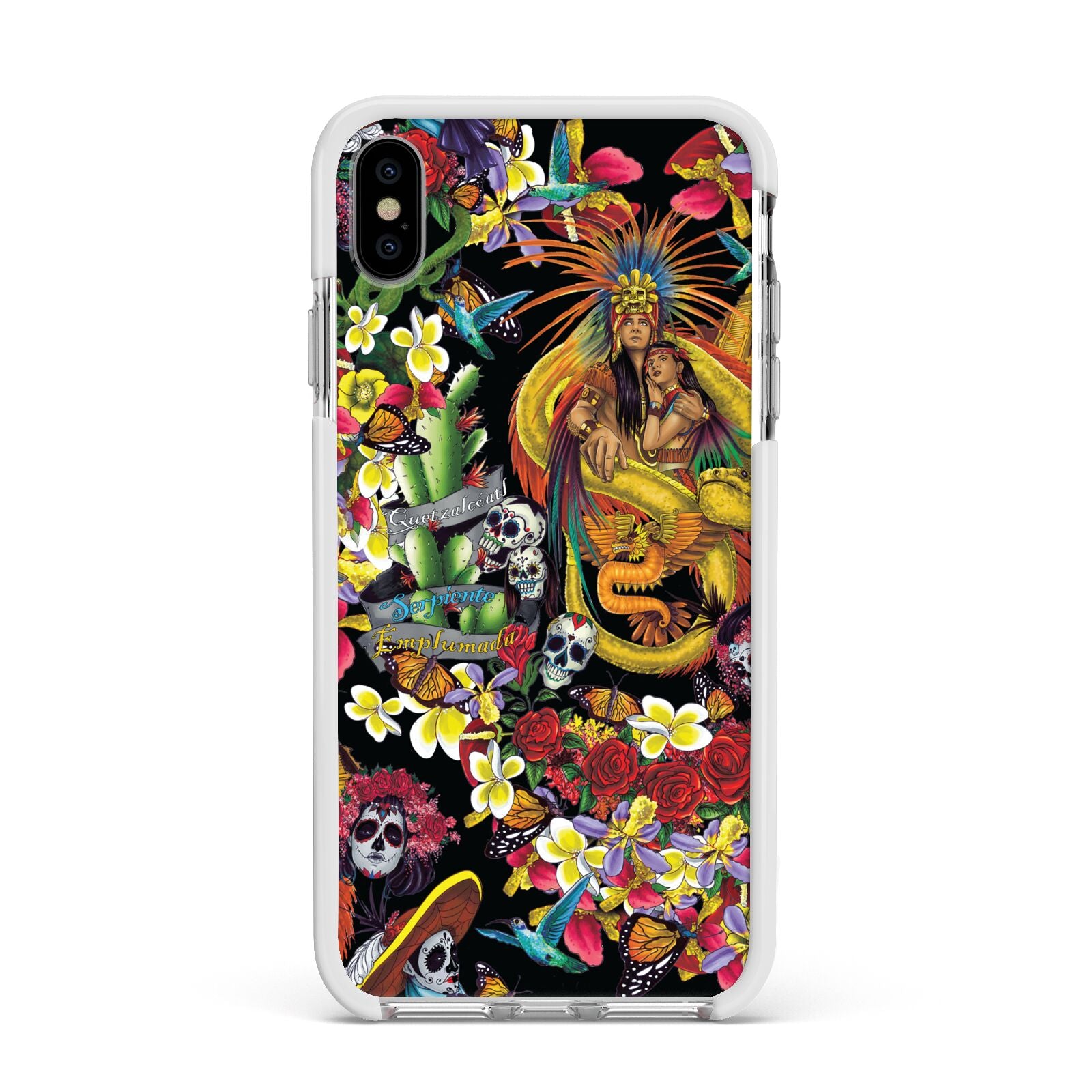Day of the Dead Apple iPhone Xs Max Impact Case White Edge on Silver Phone