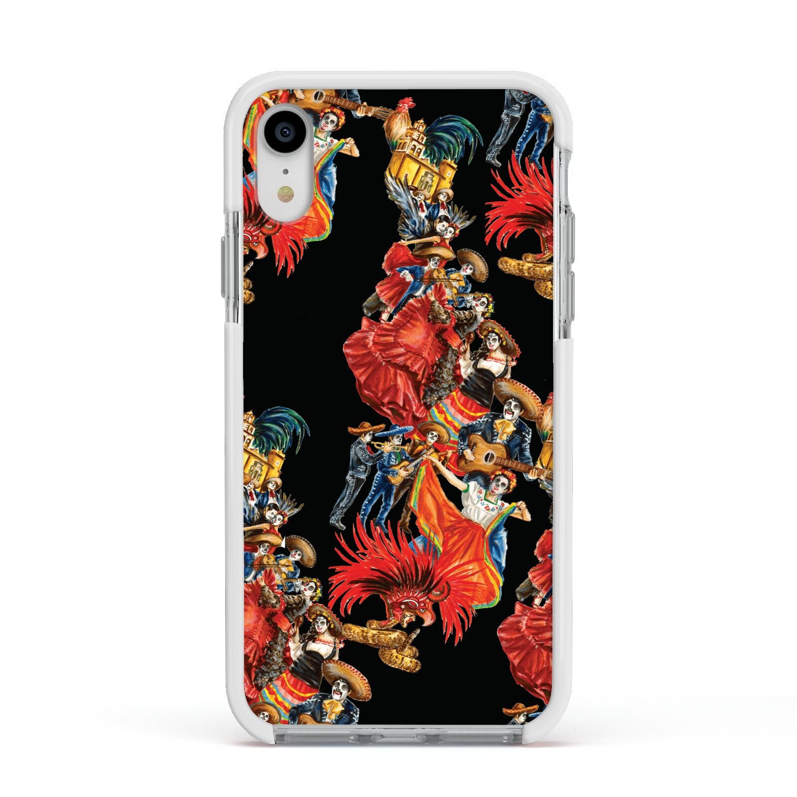 Day of the Dead Festival Apple iPhone XR Impact Case White Edge on Silver Phone
