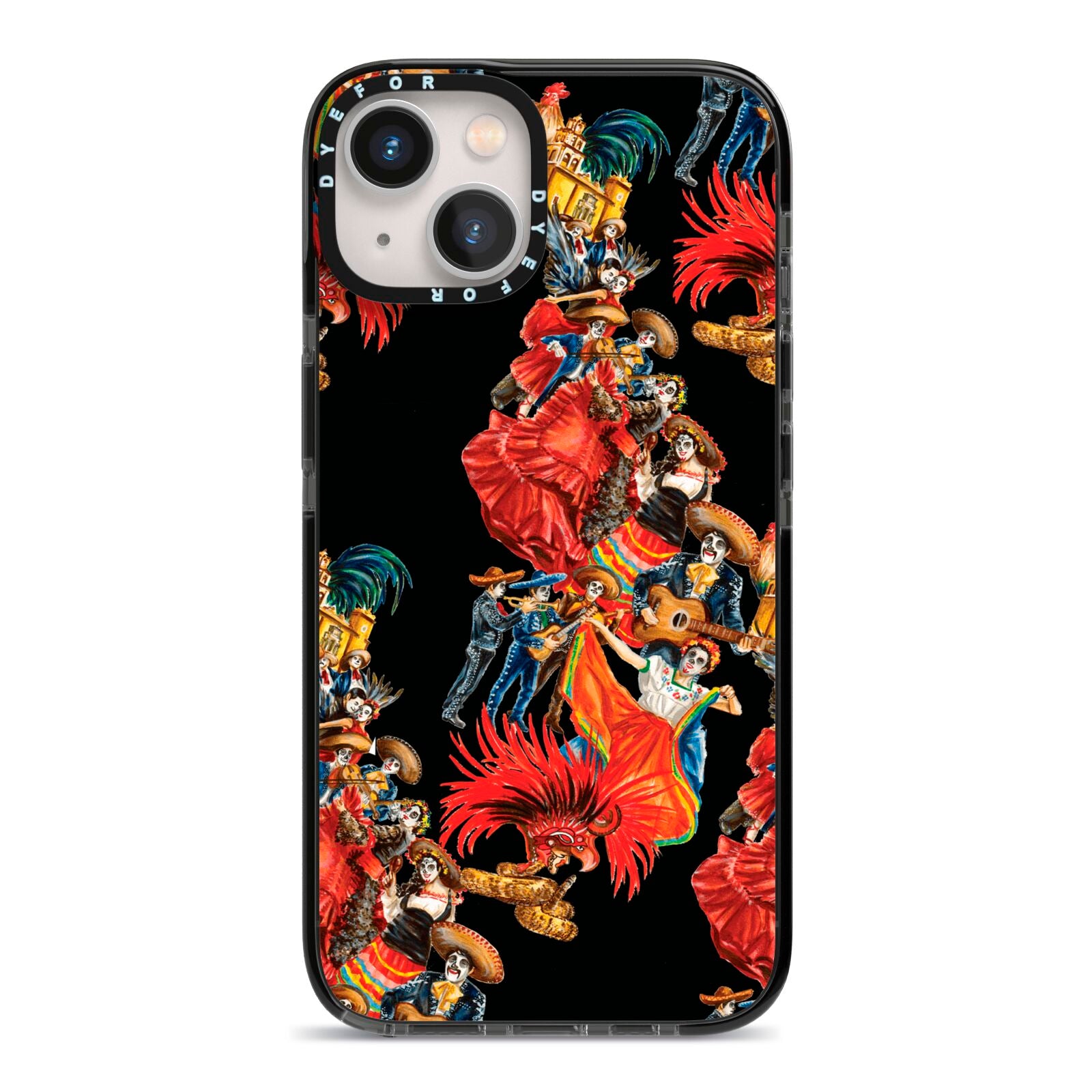 Day of the Dead Festival iPhone 13 Black Impact Case on Silver phone
