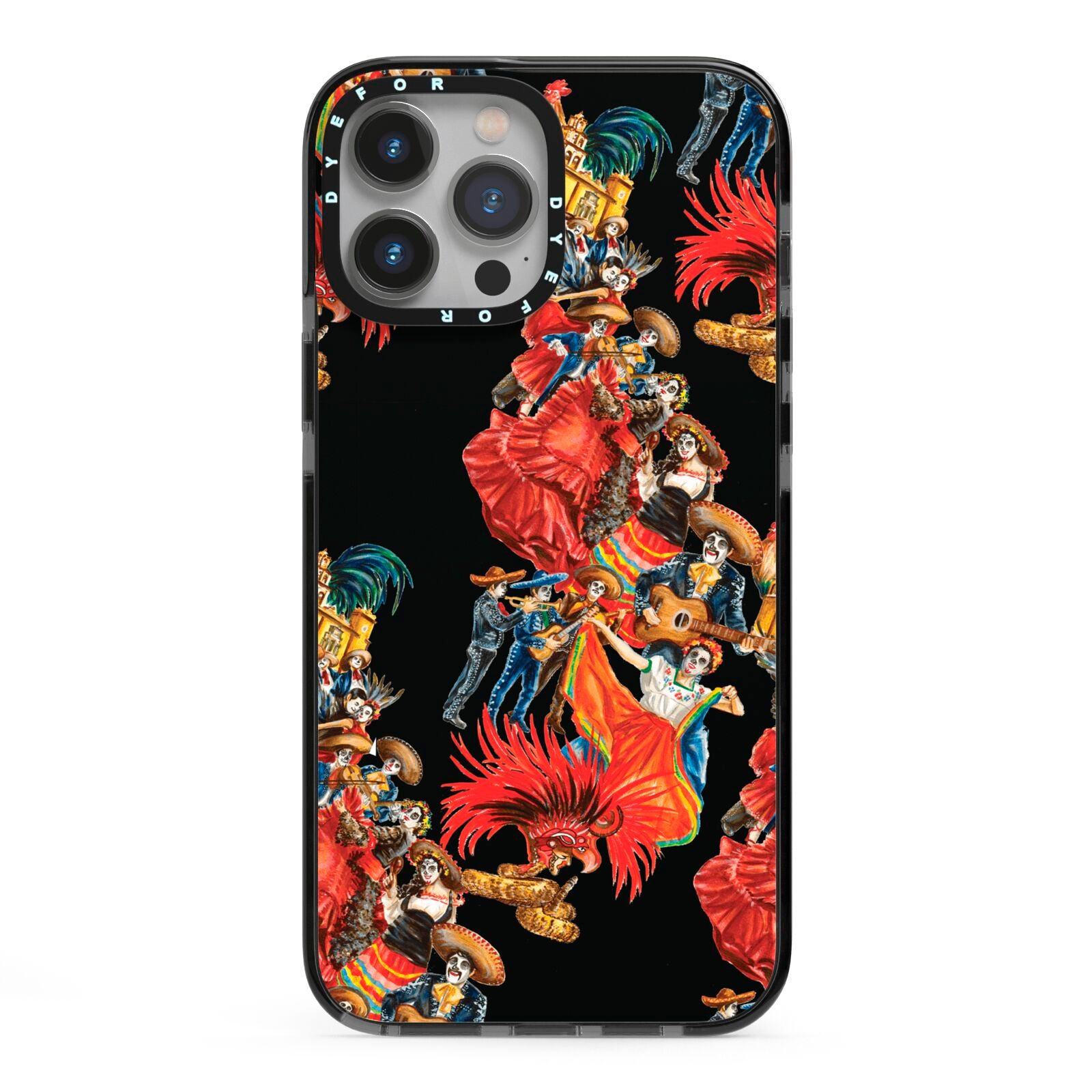 Day of the Dead Festival iPhone 13 Pro Max Black Impact Case on Silver phone