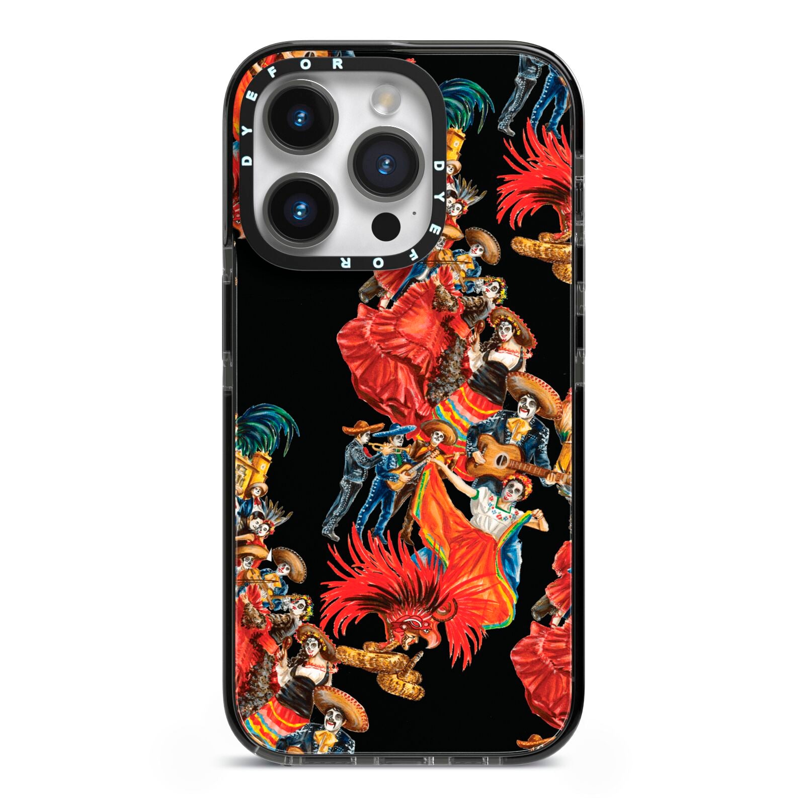 Day of the Dead Festival iPhone 14 Pro Black Impact Case on Silver phone