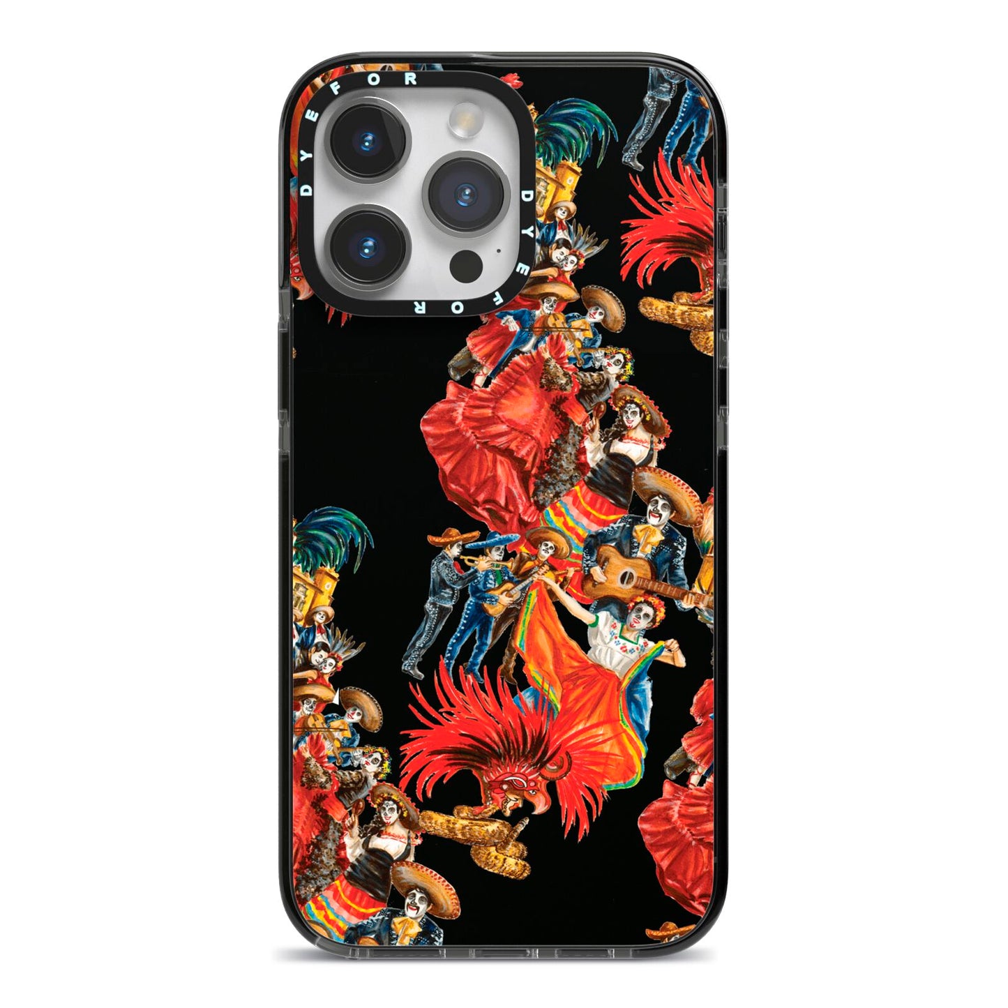 Day of the Dead Festival iPhone 14 Pro Max Black Impact Case on Silver phone