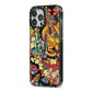Day of the Dead iPhone 13 Pro Max Black Impact Case Side Angle on Silver phone
