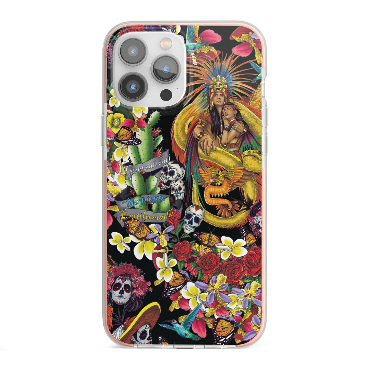 Day of the Dead iPhone 13 Pro Max TPU Impact Case with Pink Edges