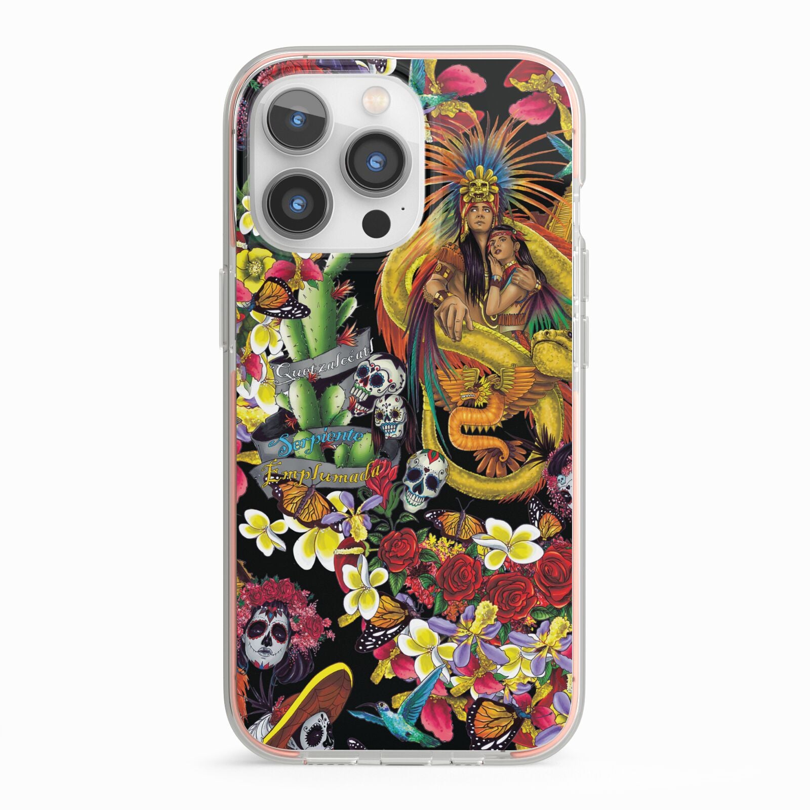 Day of the Dead iPhone 13 Pro TPU Impact Case with Pink Edges
