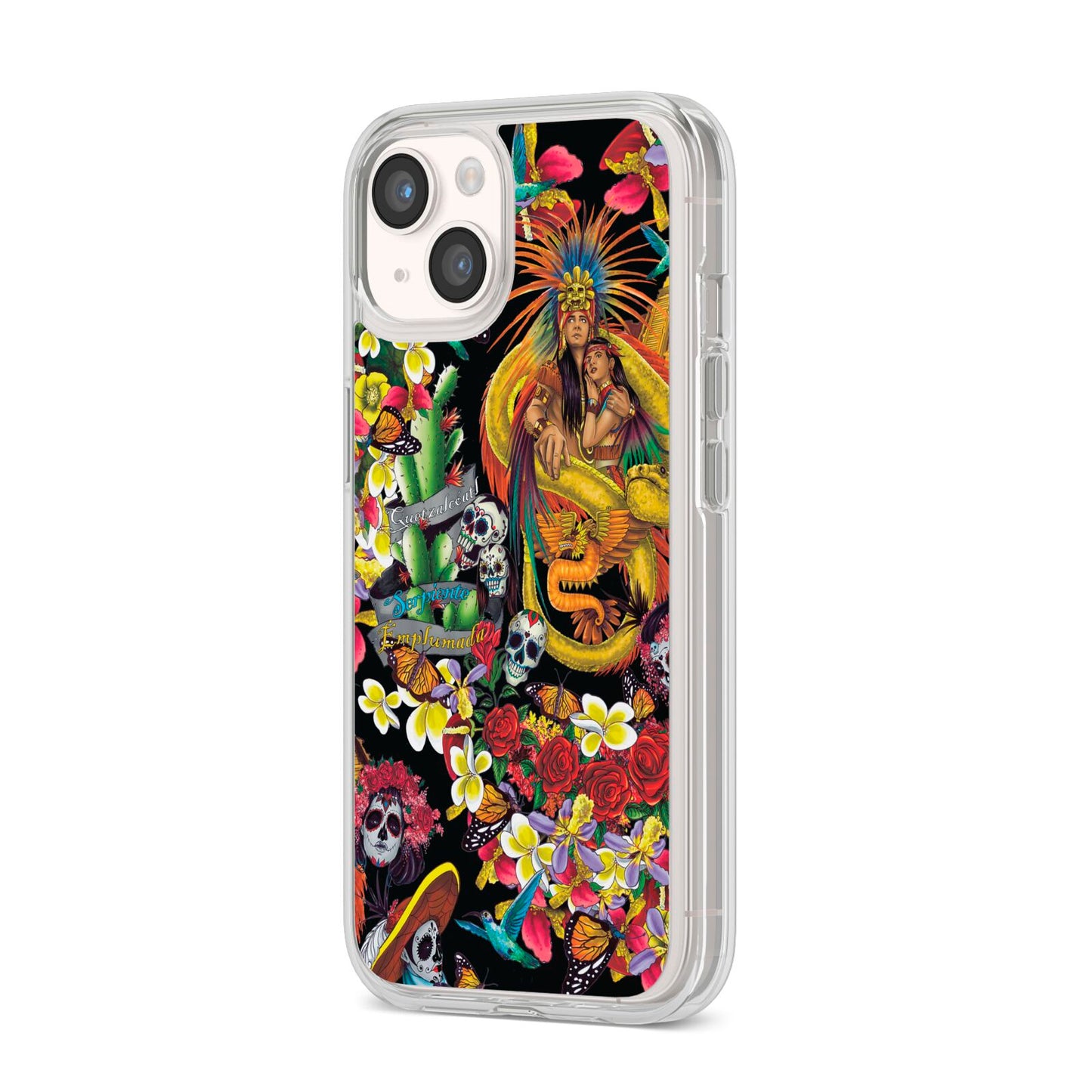 Day of the Dead iPhone 14 Clear Tough Case Starlight Angled Image