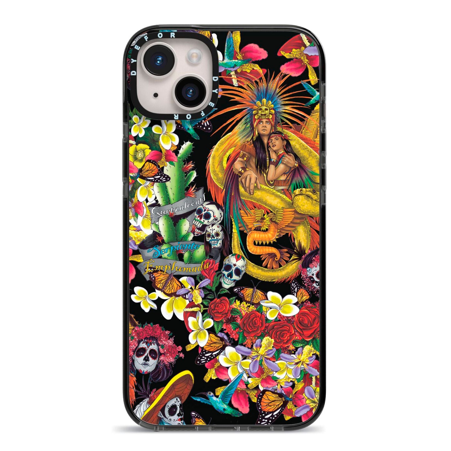 Day of the Dead iPhone 14 Plus Black Impact Case on Silver phone