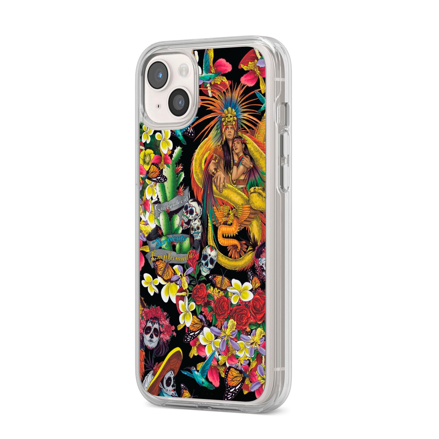 Day of the Dead iPhone 14 Plus Clear Tough Case Starlight Angled Image