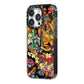 Day of the Dead iPhone 14 Pro Black Impact Case Side Angle on Silver phone