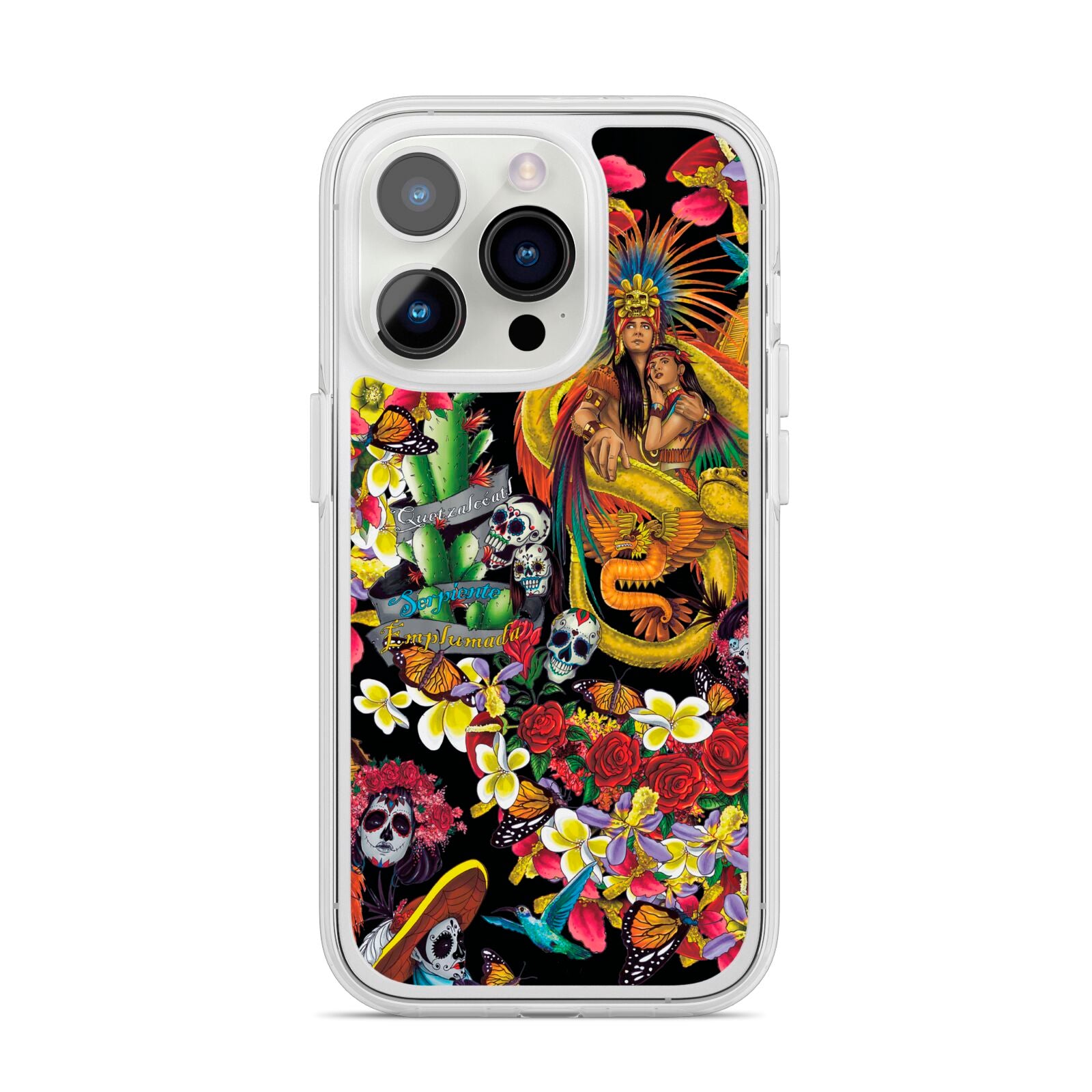 Day of the Dead iPhone 14 Pro Clear Tough Case Silver