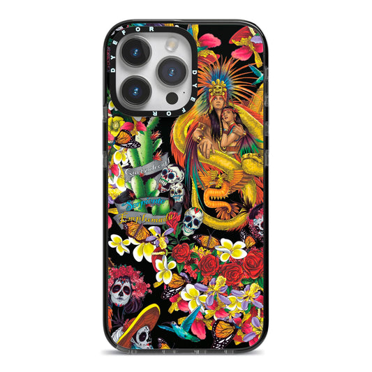 Day of the Dead iPhone 14 Pro Max Black Impact Case on Silver phone