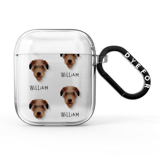 Deerhound Icon with Name AirPods Clear Case