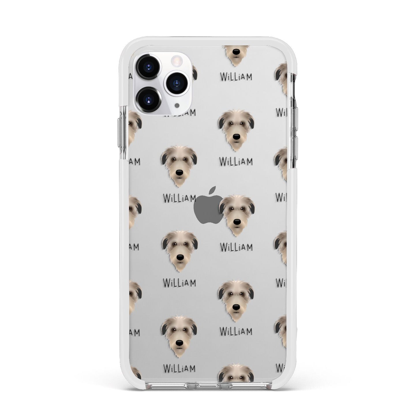 Deerhound Icon with Name Apple iPhone 11 Pro Max in Silver with White Impact Case
