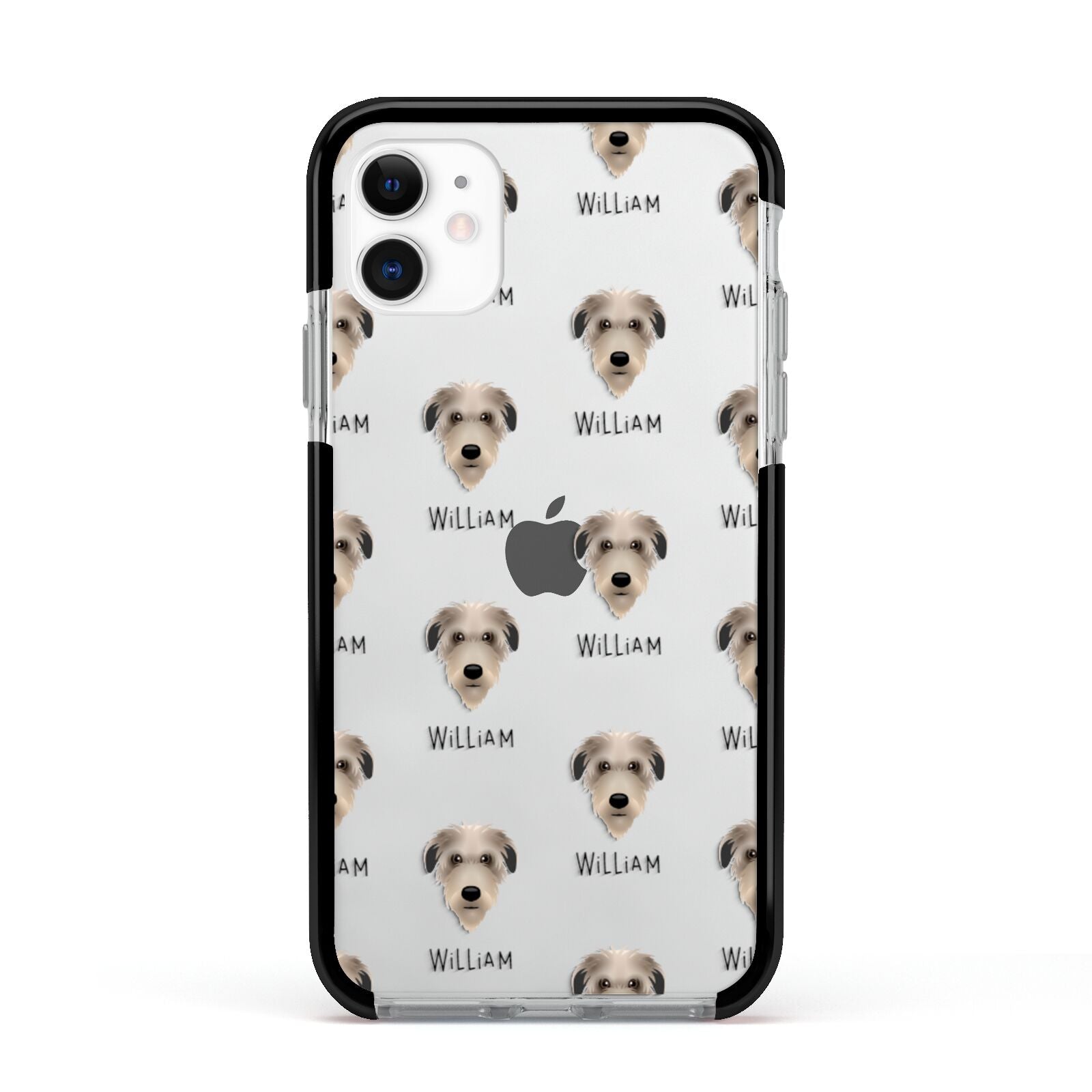 Deerhound Icon with Name Apple iPhone 11 in White with Black Impact Case