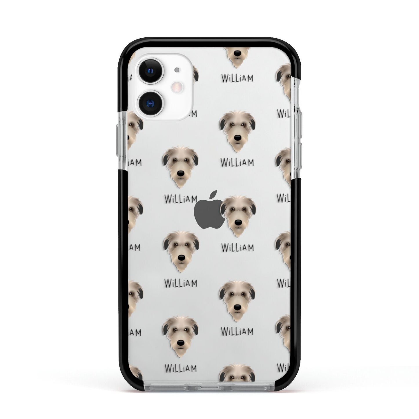 Deerhound Icon with Name Apple iPhone 11 in White with Black Impact Case