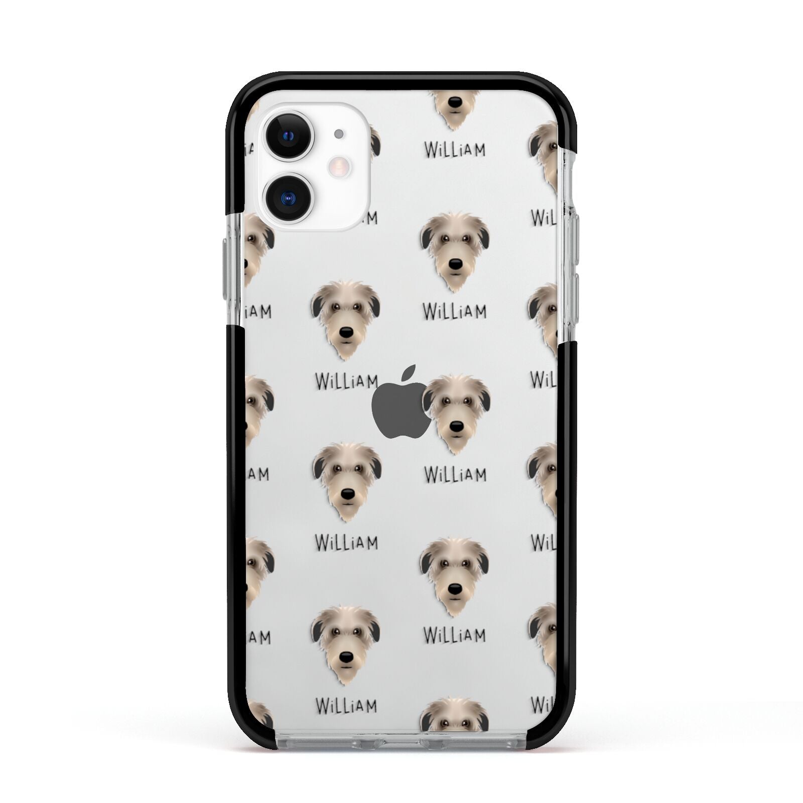 Deerhound Icon with Name Apple iPhone 11 in White with Black Impact Case
